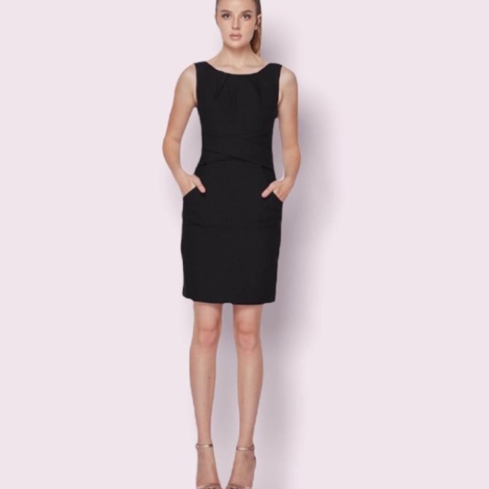 Teeze Me Cross Waist Sheath Career Dress with Pockets